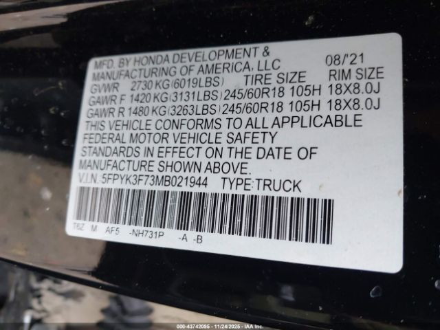 2021 HONDA RIDGELINE 5FPYK3F73MB021944 Photo 8