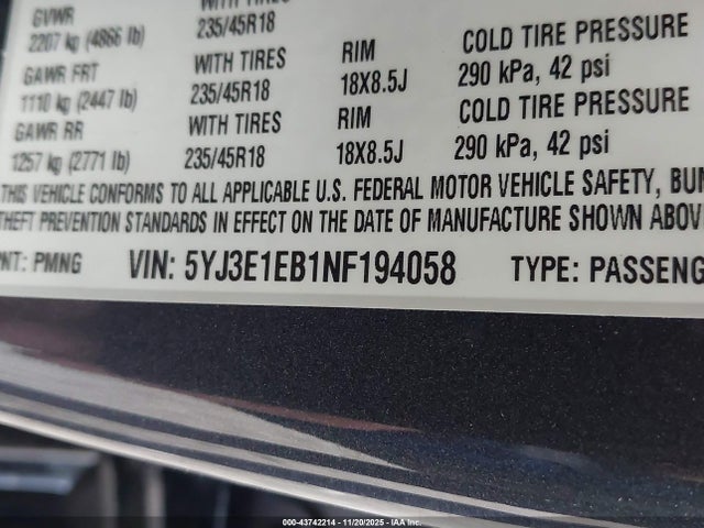 2022 TESLA MODEL 3 5YJ3E1EB1NF194058 Photo 8