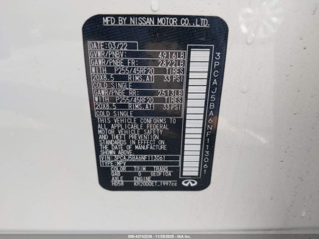 2022 INFINITI QX50 3PCAJ5BA6NF113061 Photo 8