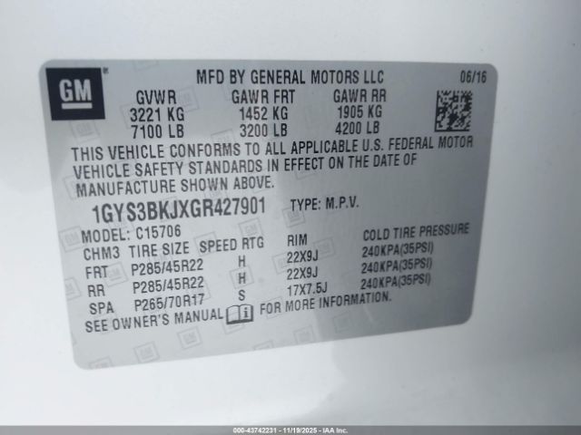 2016 CADILLAC ESCALADE 1GYS3BKJXGR427901 Photo 8