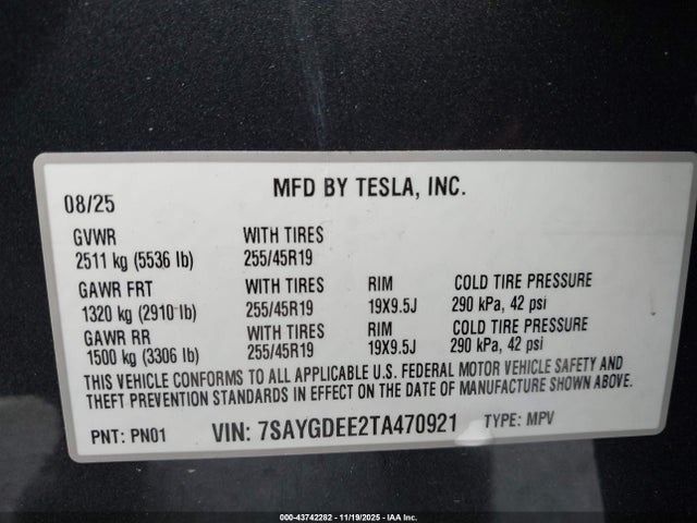 2026 TESLA MODEL Y 7SAYGDEE2TA470921 Photo 8