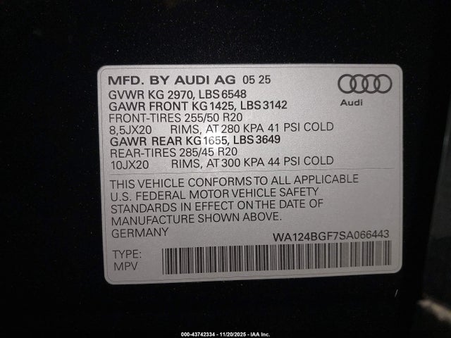 2025 AUDI Q6 E-TRON WA124BGF7SA066443 Photo 8