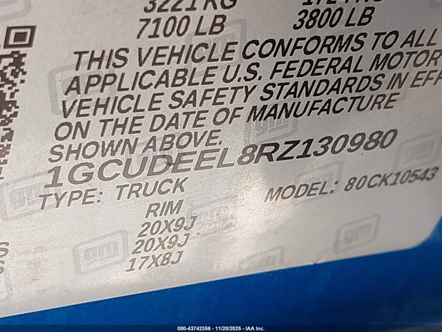 1GCUDEEL8RZ130980 Chevrolet Silverado 1500 4wd Short Bed Rst