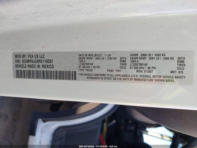 3C6MRVJG8RE116591 RAM Promaster 3500 Cargo Van Slt High Roof 159 Wb Ext