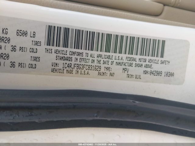 2015 JEEP GRAND CHEROKEE 1C4RJFBG3FC831629 Photo 8