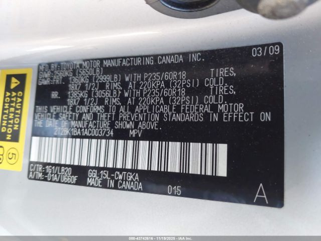 2010 LEXUS RX 350 2T2BK1BA1AC003734 Photo 8