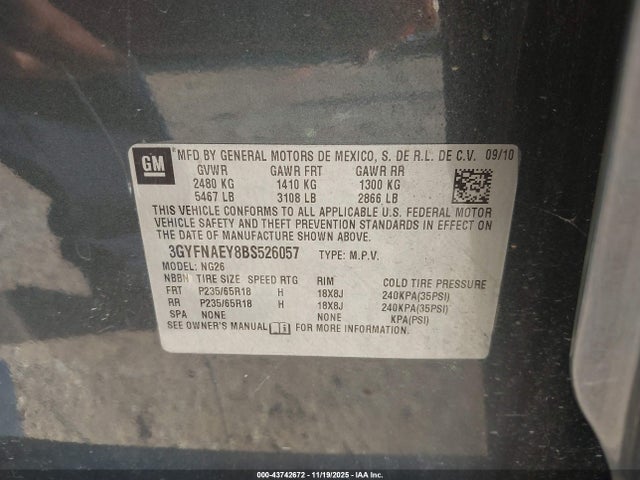 2011 CADILLAC SRX 3GYFNAEY8BS526057 Photo 8