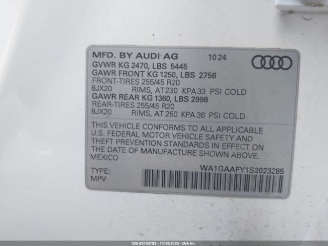 2025 AUDI Q5 WA1GAAFY1S2023285 Photo 8