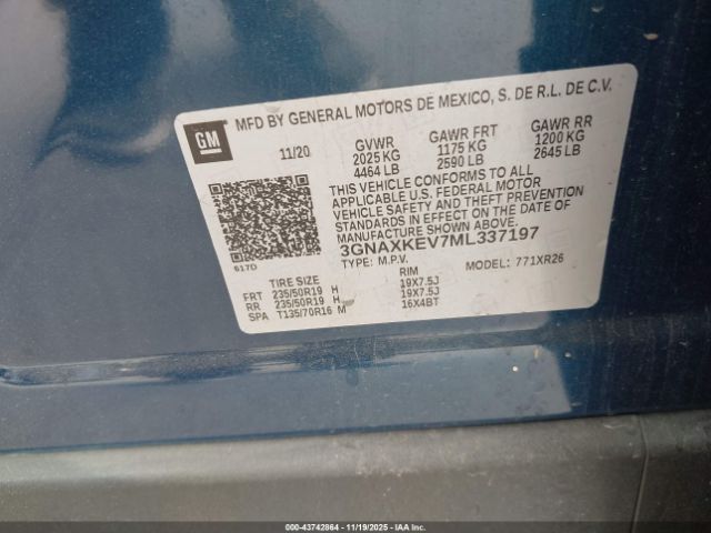 2021 CHEVROLET EQUINOX 3GNAXKEV7ML337197 Photo 8