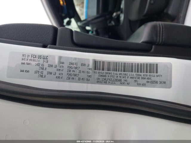 Aukcja sprzedaży 2018 Jeep Grand Cherokee Laredo E 4x4, vin: 1C4RJFAG5JC285006, numer aukcji: 43742960