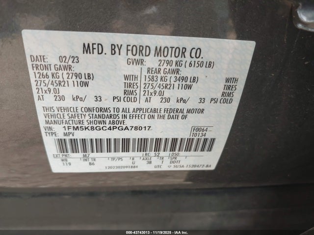 2023 FORD EXPLORER 1FM5K8GC4PGA78017 Photo 8