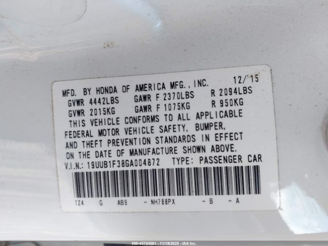 2016 ACURA TLX 19UUB1F38GA004872 Photo 8