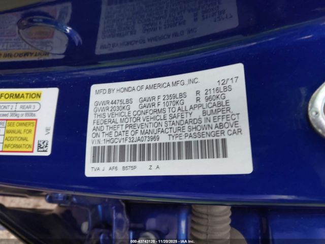 2018 HONDA ACCORD 1HGCV1F32JA073969 Photo 8