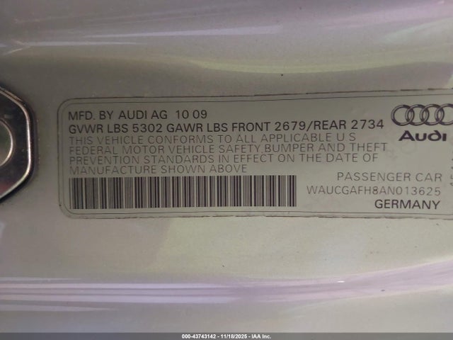 2010 AUDI S5 WAUCGAFH8AN013625 Photo 8