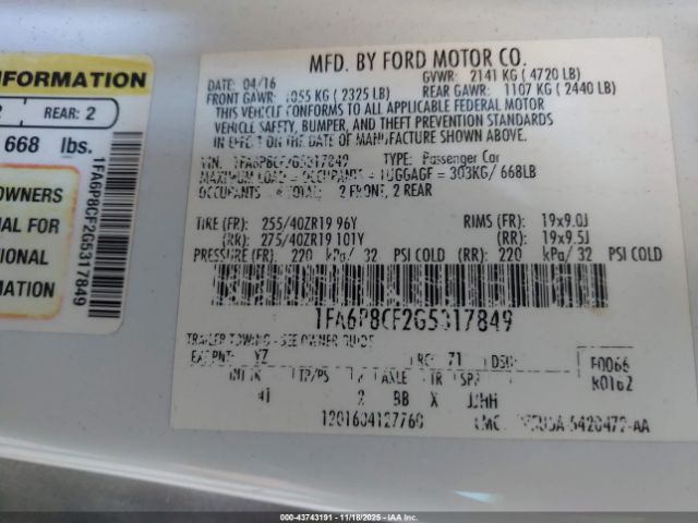 2016 FORD MUSTANG 1FA6P8CF2G5317849 Photo 8