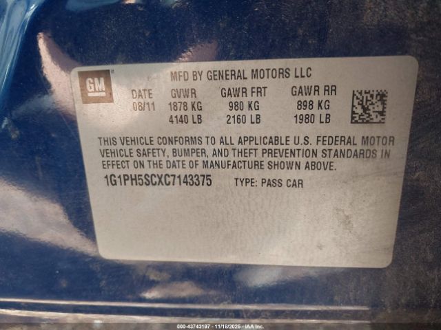 2012 CHEVROLET CRUZE 1G1PH5SCXC7143375 Photo 8