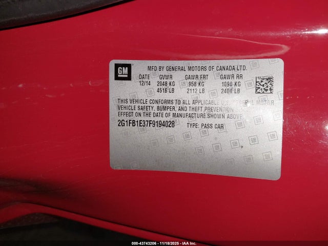 Chevrolet Camaro 2ls 2015 2G1FB1E37F9194028 Image 9