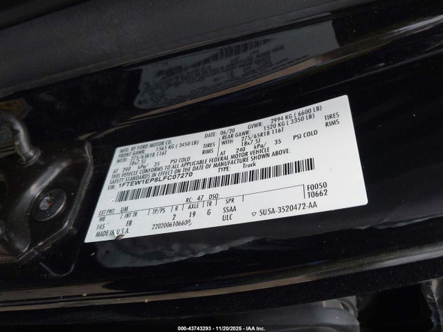 1FTEW1EP8LFC07270 Ford F-150 Lariat