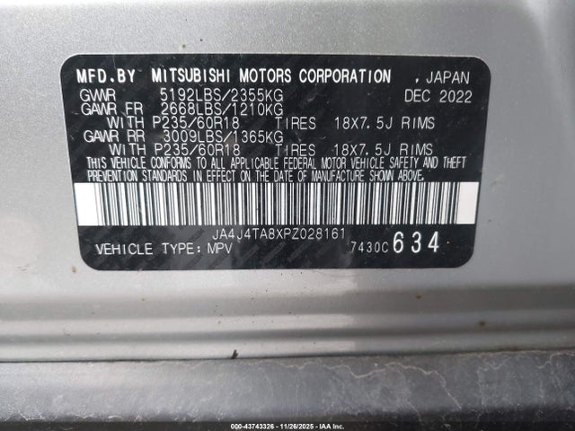 2023 MITSUBISHI OUTLANDER JA4J4TA8XPZ028161 Photo 8