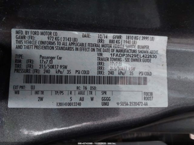 2014 FORD FOCUS 1FADP3N29EL422630 Photo 8