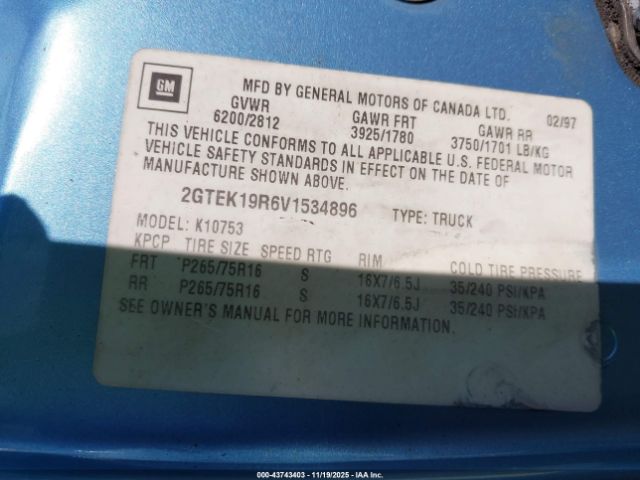 1997 GMC SIERRA 1500 2GTEK19R6V1534896 Photo 8