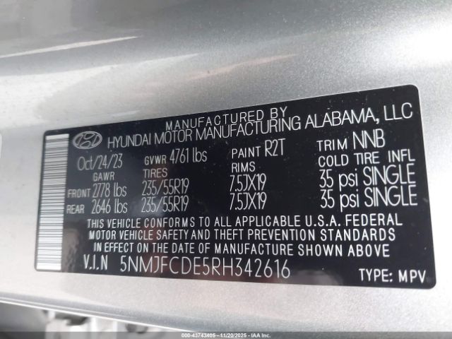 2024 HYUNDAI TUCSON 5NMJFCDE5RH342616 Photo 8