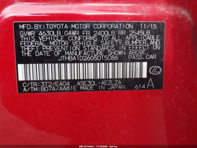 2016 LEXUS IS 200T JTHBA1D26G5015086 Photo 8