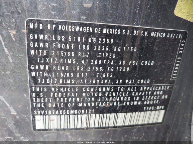 2019 VOLKSWAGEN TIGUAN 3VV1B7AX5KM009121 Photo 8