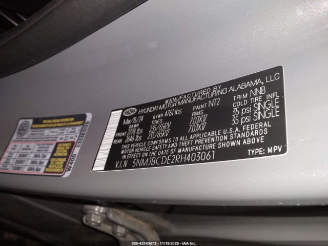 2024 HYUNDAI TUCSON 5NMJBCDE2RH403061 Photo 8
