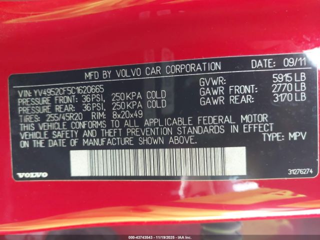 2012 VOLVO XC90 YV4952CF5C1620665 Photo 8