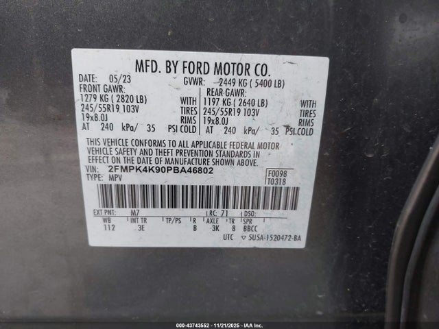 Aukcja sprzedaży 2023 Ford Edge Titanium, vin: 2FMPK4K90PBA46802, numer aukcji: 43743552