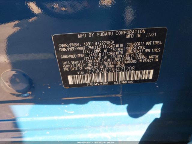 2022 SUBARU FORESTER JF2SKAMC2NH421208 Photo 8