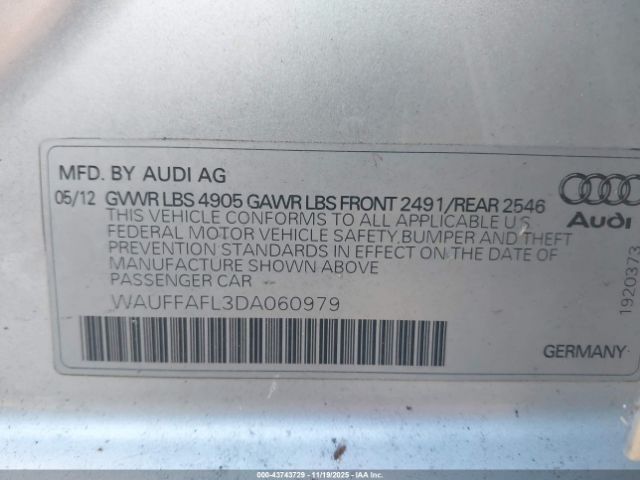 2013 AUDI A4 WAUFFAFL3DA060979 Photo 8