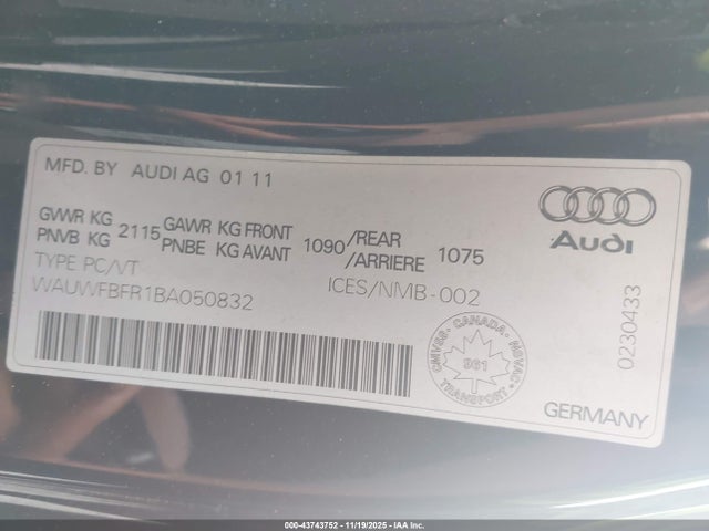 2011 AUDI A5 WAUWFBFR1BA050832 Photo 8