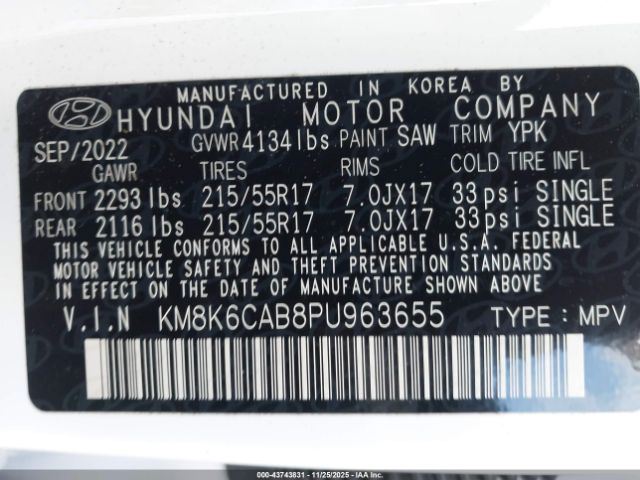 2023 HYUNDAI KONA KM8K6CAB8PU963655 Photo 8