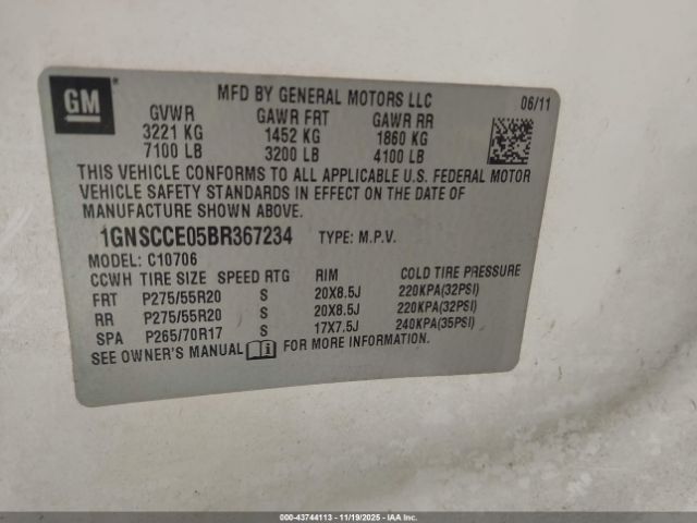 2011 CHEVROLET TAHOE 1GNSCCE05BR367234 Photo 8