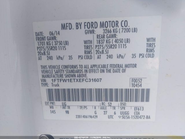 2014 FORD F-150 1FTFW1ETXEFC31607 Photo 8