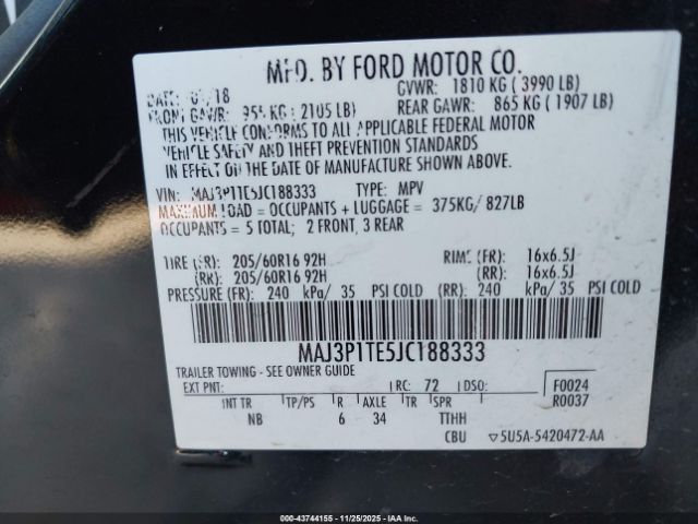 2018 FORD ECOSPORT MAJ3P1TE5JC188333 Photo 8