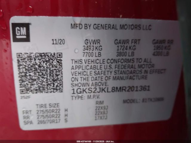 2021 GMC YUKON XL 1GKS2JKL8MR201361 Photo 8