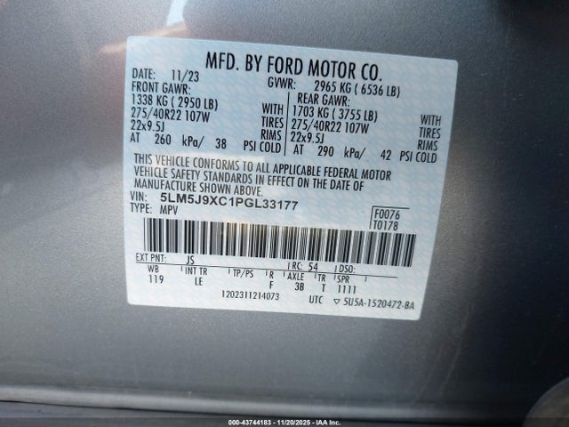 5LM5J9XC1PGL33177 Lincoln Aviator Black Label