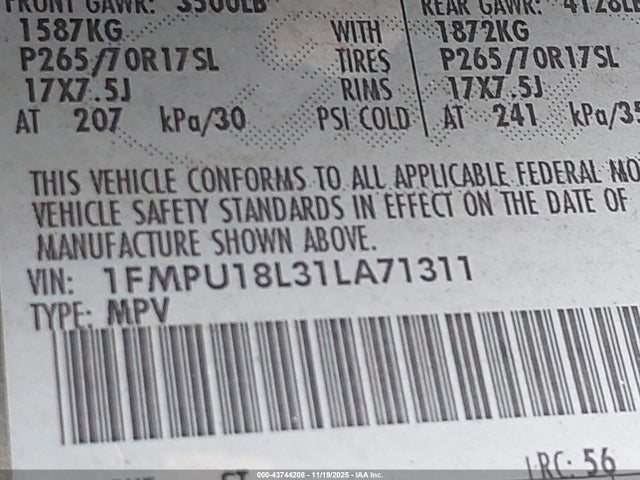 Продажа на аукционе авто 2001 Ford Expedition Eddie Bauer, vin: 1FMPU18L31LA71311, номер лота: 43744208