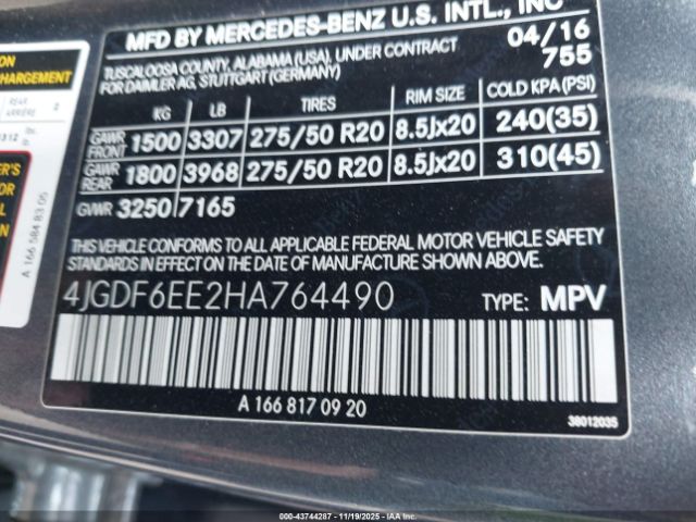 2017 MERCEDES-BENZ GLS 450 4JGDF6EE2HA764490 Photo 8