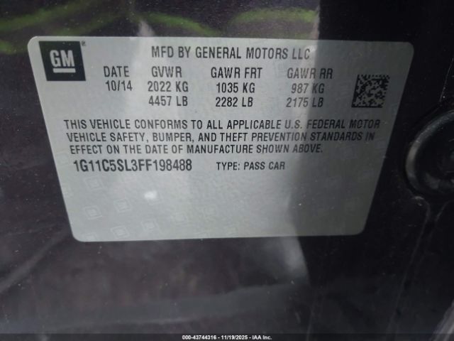 2015 CHEVROLET MALIBU 1G11C5SL3FF198488 Photo 8