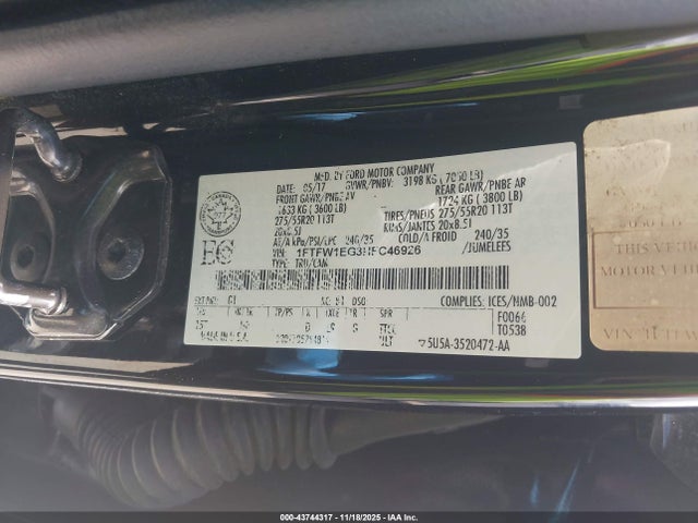 1FTFW1EG3HFC46926 Ford gtdi
