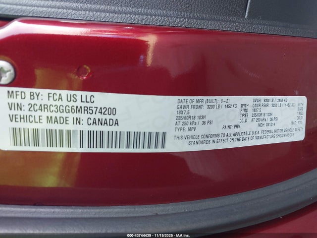 2021 CHRYSLER PACIFICA 2C4RC3GG6MR574200 Photo 8