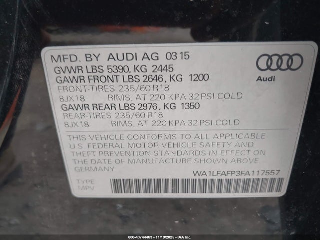 2015 AUDI Q5 WA1LFAFP3FA117557 Photo 8