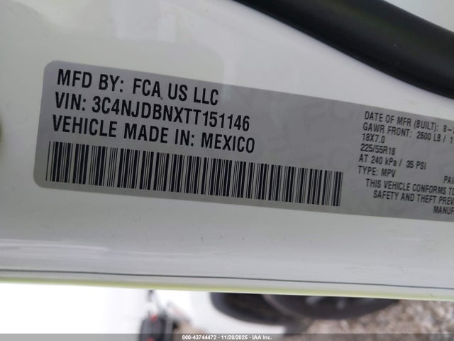 Aukcja sprzedaży 2026 Jeep Compass Latitude, vin: 3C4NJDBNXTT151146, numer aukcji: 43744472