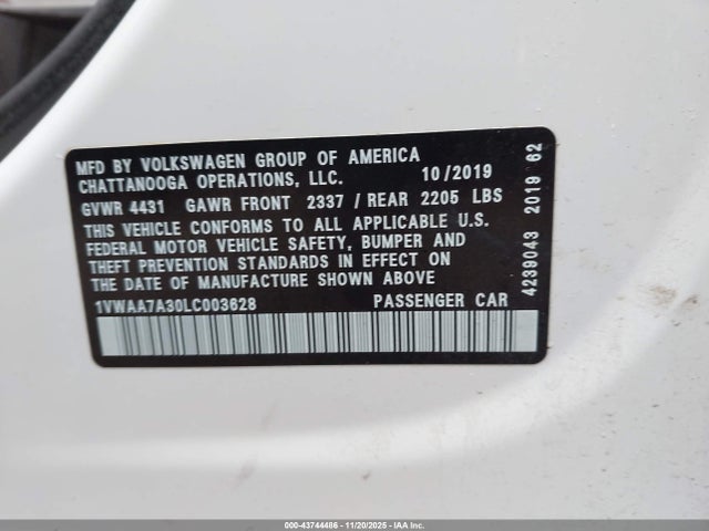 Volkswagen Passat 2.0t S 2020 1VWAA7A30LC003628 Image 9
