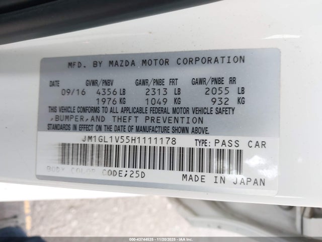 JM1GL1V55H1111178 Mazda Mazda6 Touring