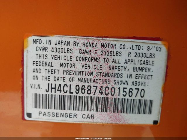 2004 ACURA TSX JH4CL96874C015670 Photo 8